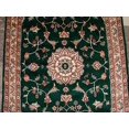 thumbnail image 2 of Rectangle Area Rug Dark Green Floral Medalion Wool Silk Hand Knotted Carpet (5 x 3)', 2 of 9