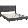 thumbnail image 3 of FullFurnique Upholstered Platform Bed Frame with Wooden Slat Support, Full, Dark Gray, 3 of 9