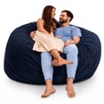 thumbnail image 1 of Ultimate Sack 6000 6-Foot Bean Bag Chair Oversized Foam Lounger, Navy Fur Cover, 1 of 7