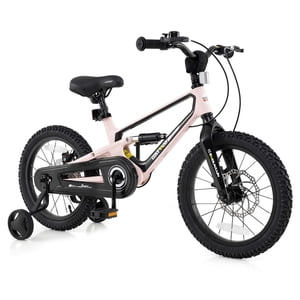 Costway 16 Enfants de pouce vélo avec roues d'entraînement & Double disque freins réglables Siège léger Magnésium alliage rose