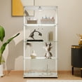 thumbnail image 2 of Noble House LED Lights Glass Display Cabinet 4 Shelves with double Door,White, 2 of 8
