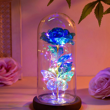 FTCBJJA Preserved Rose Flower Qixi Galaxy Butterfly Purple Flower Gifts, Valentine's Day,Birthday Anniversary Wedding Gift