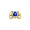 thumbnail image 1 of RYLOS Mens Rings 14K Yellow Gold Designer Round Gemstone &  Diamond Ring Blue Star Sapphire September Birthstone Rings For Men, Men's Rings, Gold Rings Sizes 8 - 13, 1 of 7