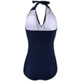 thumbnail image 4 of Maternity Swimwear One Piece Halter Pregnancy Swimsuit Solid Bathing Suit with Drawstring Adjustable Navy(3XL, 4 of 9