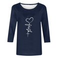 thumbnail image 5 of Jsaierl Chemises Foi de Jésus pour Femmes Croix Chrétienne Graphique Manches 3/4 Hauts Décontractés Col Rond Blouses Tuniques Classiques Tendance, 5 of 5