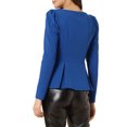 thumbnail image 3 of INSPIRE CHIC Blouse à Encolure Carrée pour Femme, Boutons devant, Basque, Tricot, Manches Longues, Bleu Royal, G, 3 of 5