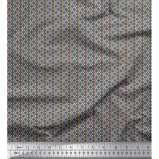 Soimoi Modal Satin Fabric Geometric Small Printed Craft Fabric by The Yard 42 Inch Wide