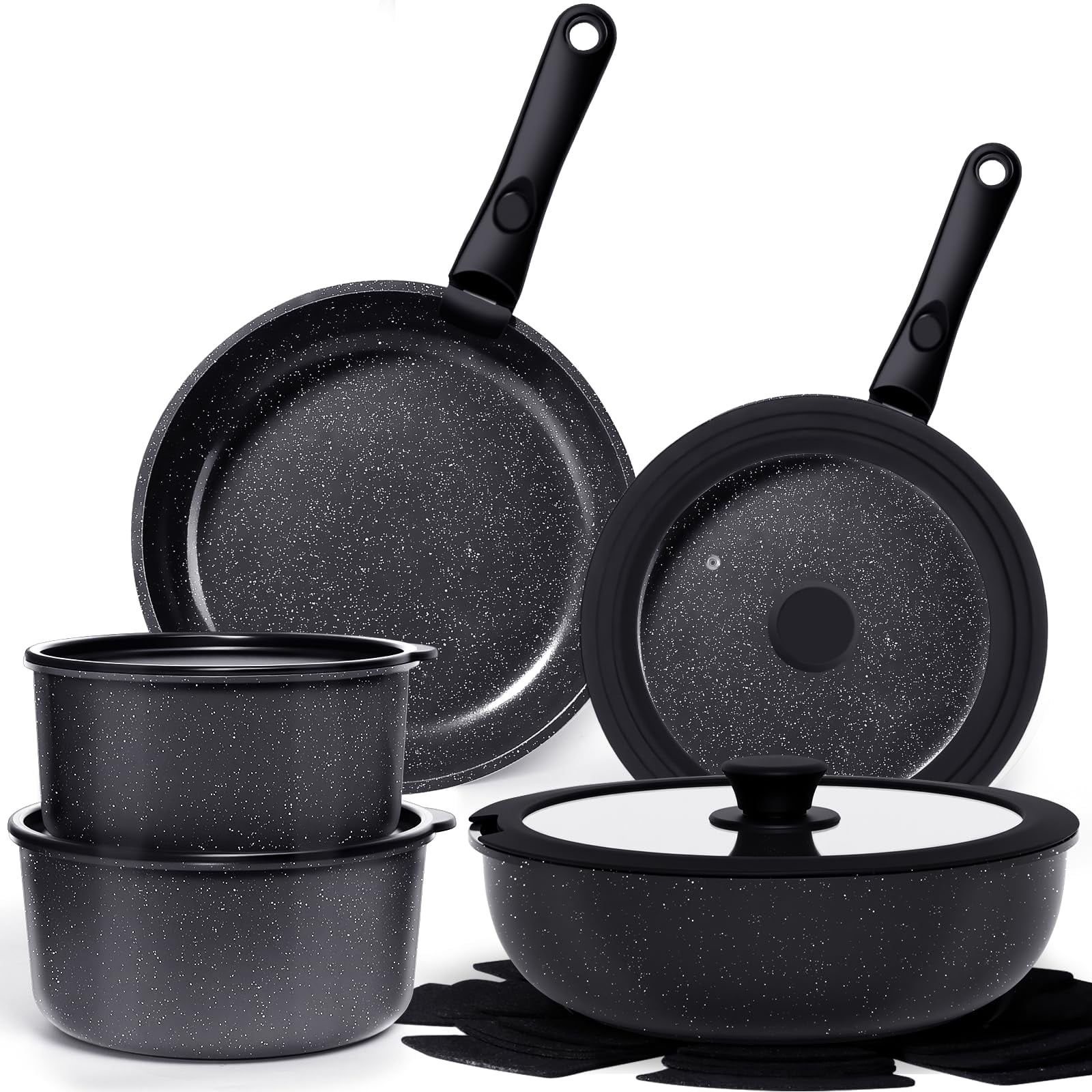 GiPP Ceramic Pots and Pans Set Non Stick, Nonstick Detachable Handle Cookware Sets, Healthy Non Toxic PFAS PFOA & PTFE Free, Dishwasher ＆Oven