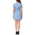 thumbnail image 3 of INSPIRE CHIC Robe d'Été Décontractée pour Femme à Boutons devant à Manches Courtes P Bleu Pâle, 3 of 7