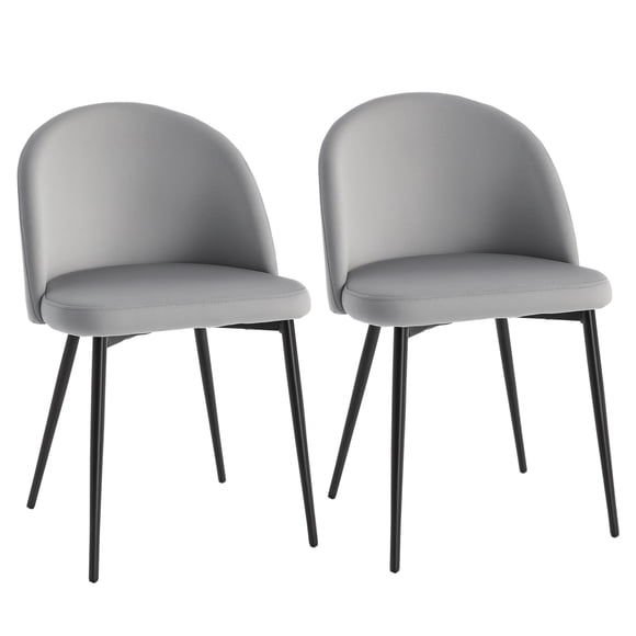 HOMCOM Dining Chairs Set of 2, Mid-Back Velvet-touch Upholstery Side Chair