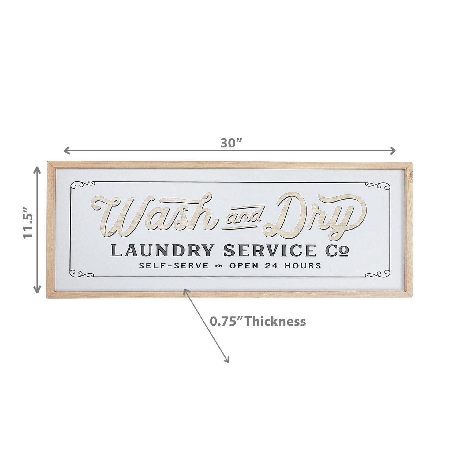 Signe En Bois Encadré Lavage Et Sec