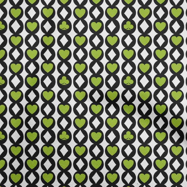 oneOone Cotton Silk Green Fabric Poker Card Sewing Craft Projects Fabric Prints By Yard 42 Inch Wide
