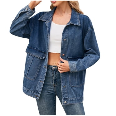 Timegard Vestes en Jean pour Femmes Manches Longues à Boutons Classique Vintage Mode Urbaine Veste en Denim avec Poches