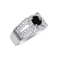thumbnail image 3 of RYLOS Men's Rings Sterling Silver Designer Starburst 7MM Round Gemstone &   Diamond Ring Cabochon Onyx October  Size 11, 3 of 7