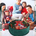 thumbnail image 3 of Large Christmas Wreath Storage Bag 24” - Garland Holiday Container with Tear Resistant Fabric - Featuring Heavy Duty Handles and Transparent Card Slot - (Red), 3 of 8