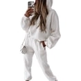thumbnail image 1 of Innerwin Sweatsuits Hoodies Ladies Two Piece Outfit Sports Long Sleeve Loose Fit Jogger Set White M, 1 of 4