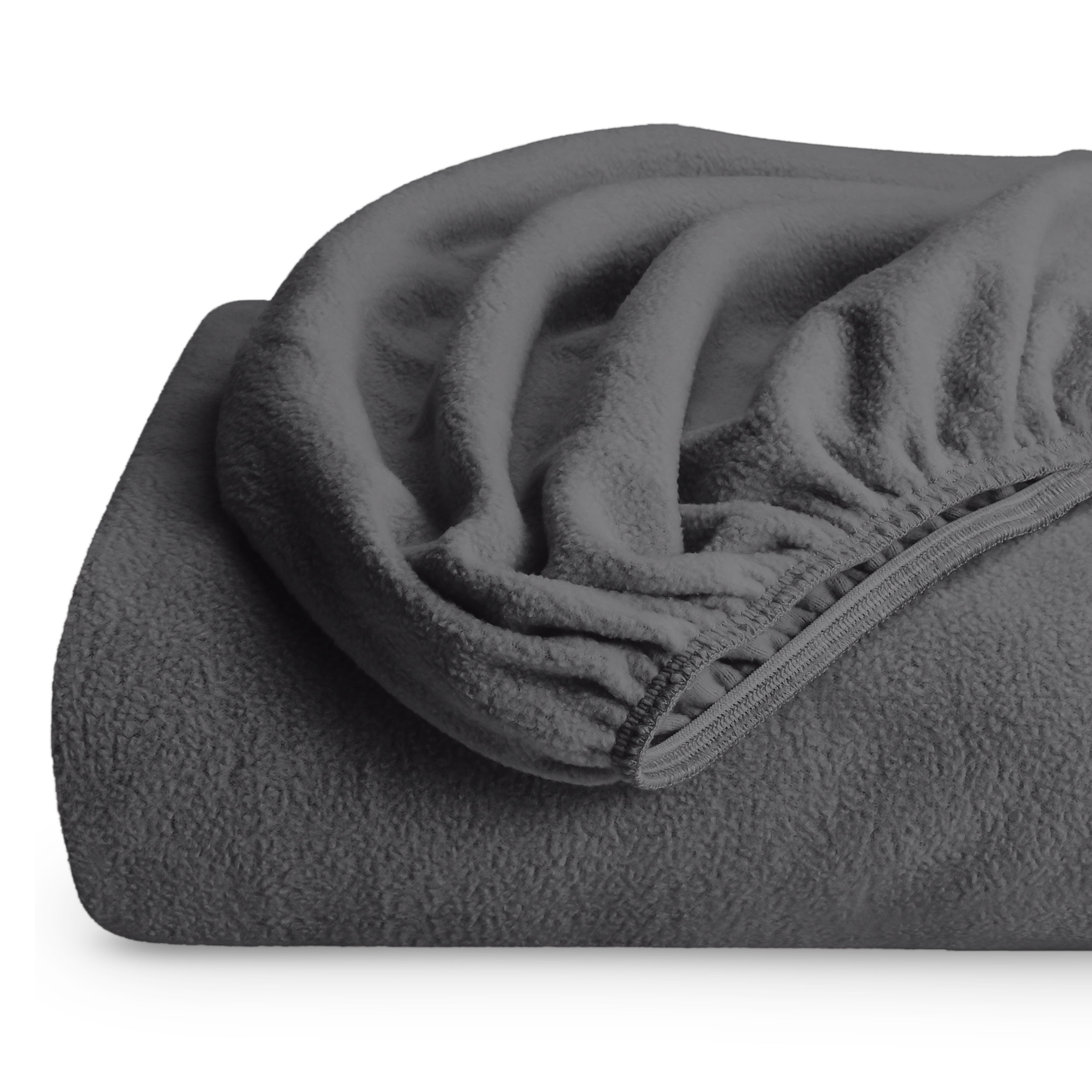 Bare Home Drap-Housse en Molleton Douillet - Molleton Polaire Ultra Moelleux - Drap à Poche Profonde - Lit Simple, Gris