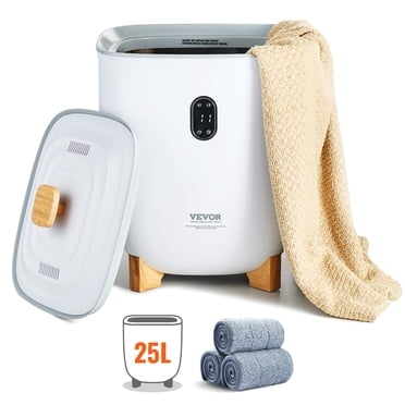 VEVOR Seau Chauffe-Serviettes 25 L avec Écran LED, Colonnes Chauffantes Inférieures, Minuterie, Blanc