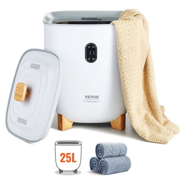 VEVOR 25L Towel Warmer Bucket with LED Screen Bottom Heating Columns Timer White