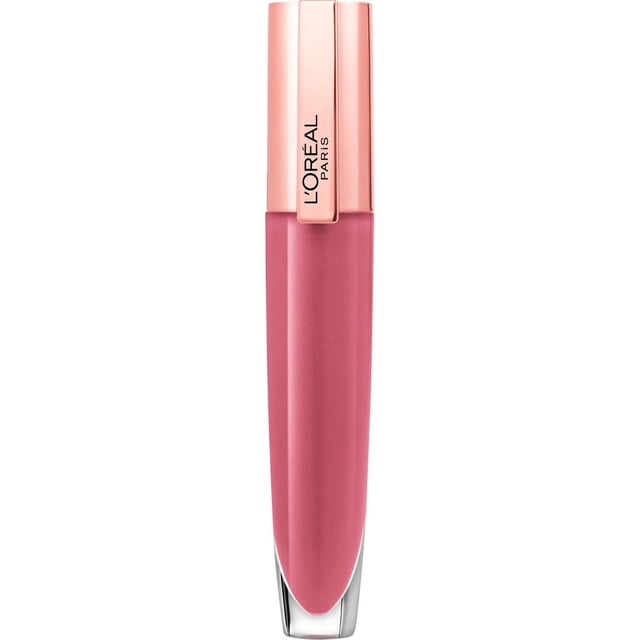 L'Oreal Paris Glow Paradise Lip Balm in Gloss in a sleek tube with rose gold cap and translucent pink body showing balm color, hydrating lips with a lightweight, non-sticky formula for a sheer, natural glow.