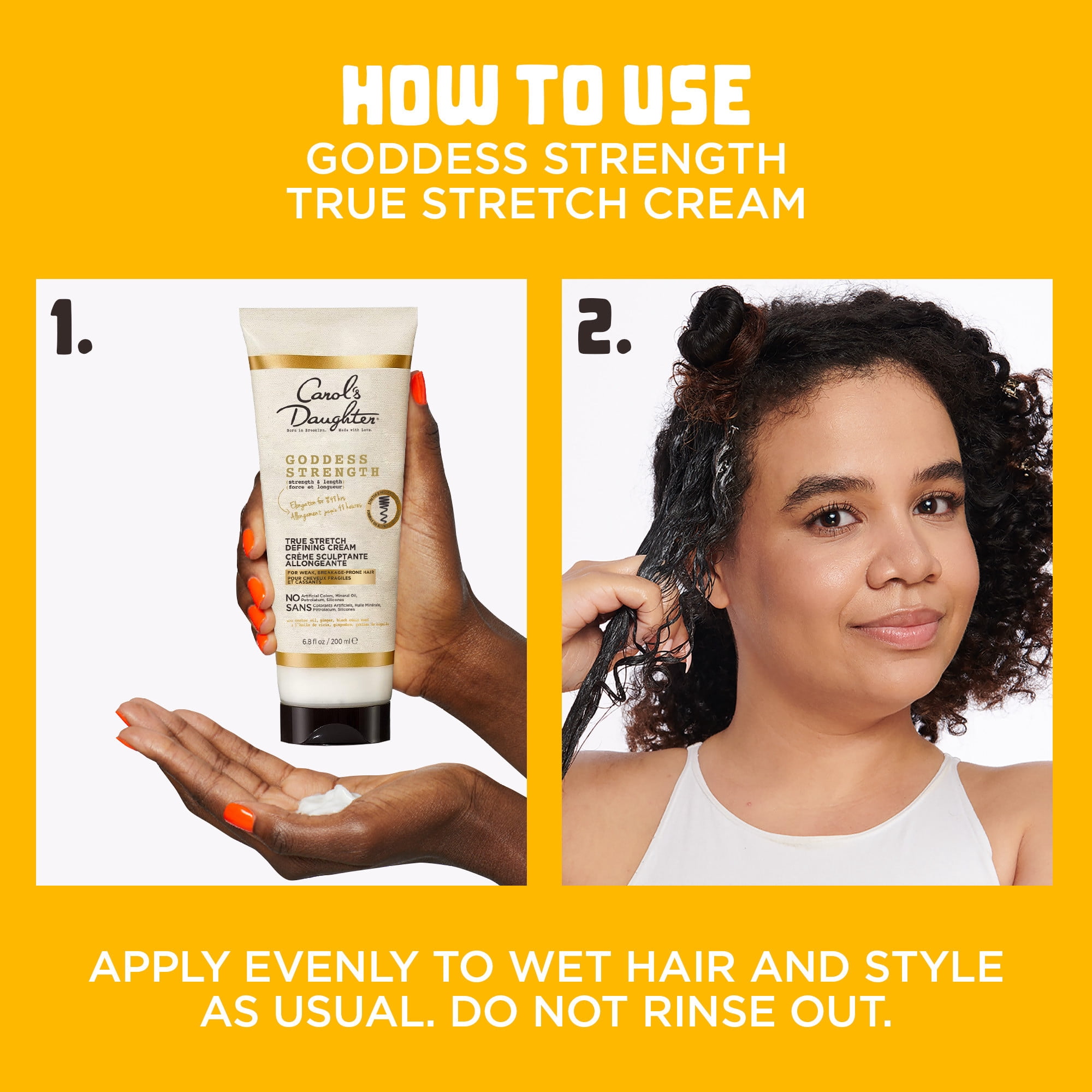 Carol's Daughter Goddess Strength Crème Définissante pour Cheveux Allongeante Véritable à l'Huile de Ricin, Soin Capillaire Hydratant pour Définir les Cheveux Bouclés et Ondulés jusqu'à 48HR