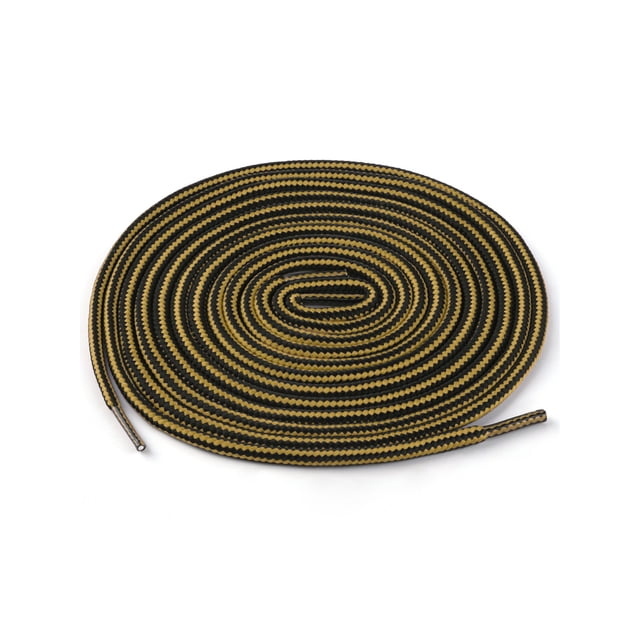 INSPIRE CHIC Unisex Round Rope Dual Colored Striped 1/5 Thick Boot Shoelace 120cm / 47.24" Dark Yellow Black