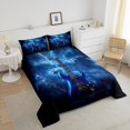 thumbnail image 4 of Erosebridal Ensembles de Couette Guitare Électrique Format Simple, Couettes et Duvets Thème Musique, Noir Bleu Marine, Réversible 2 Pcs, 4 of 7