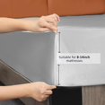 thumbnail image 3 of czcpp-Satin Fitted Sheet, Luxurious Silky Smooth Polyester Bedding Soft Deep Pocket Bed Sheets Mattress Cover, Queen, Light Grey, 3 of 4