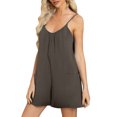 thumbnail image 1 of AherBiu Rompers for Women Casual Loose Summer Jumpsuits Spaghetti Strap Overalls Shorts with Pockets, 1 of 7
