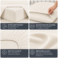thumbnail image 3 of Comfy Bamboo World Series 4pc Microfiber Sheet Set, Queen Size Bedsheet, Cream, 3 of 6
