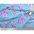 thumbnail image 3 of Soimoi Blue polyester Crepe Fabric Leaves & Flower Floral Print Sewing Fabric Yard 52 Inch Wide, 3 of 4