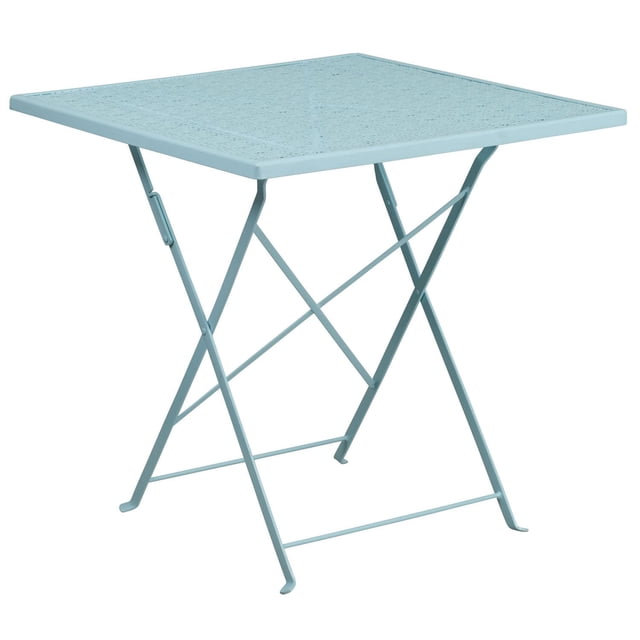 28'' Square Gold Indoor-Outdoor Steel Folding Patio Table