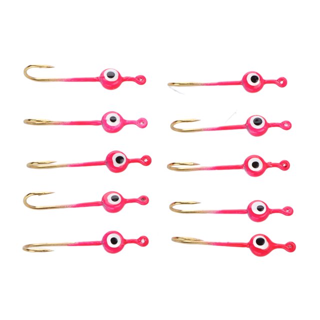 Fishhooks,10Pcs Heads Fishing Lure Pink Ice Fishing Jigs Ice Fishing Jigs Convenient Use