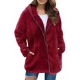 thumbnail image 1 of Manteaux d'Hiver pour Femmes Grande Taille Veste en Polaire Cardigan à Capuche Manches Longues Chandails en Molleton Ouvert Col Rabattu, 1 of 5