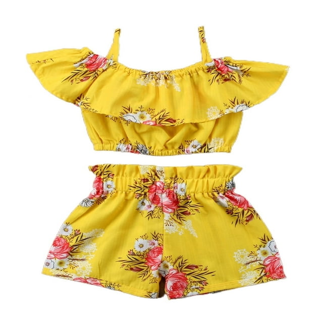 Ensemble de Pantalons d'Été à Manches Courtes pour Filles en Bas Âge