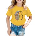 thumbnail image 1 of PMVFHDE Hauts pour Filles T-Shirts pour Filles T-Shirts Graphiques T-Shirts pour Fille Hauts d'Été Tendance pour Filles Hauts d'Été pour Fille T-Shirt Graphique Mignon pour Fille Col Rond Manches Courtes T-Shirt d'Été Jaune, 8-9 Ans, 1 of 5