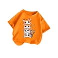 thumbnail image 3 of GDREDA Vêtements Fille Enfant Filles Mignon Graphique Col Rond Manches Courtes Tee Été Décontracté T-Shirt Hauts Fille Été Orange, 3-4 Ans, 3 of 5