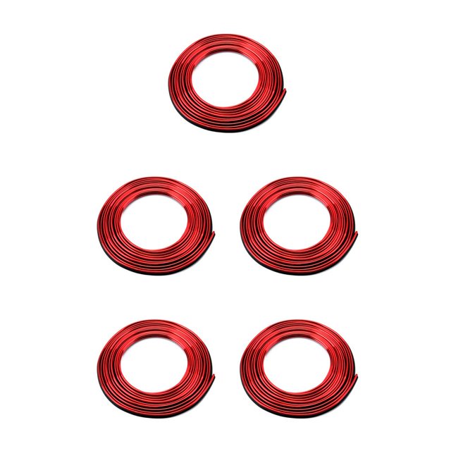 Transemion 5M Line Car Van Interior Decor Red Point Edge Gap Door Panel Molding N red 5Set