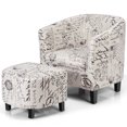 thumbnail image 1 of Gymax Barrel Modern Accent Tub Upholstered Chair French Print w/ Ottoman, 1 of 8