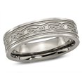 thumbnail image 1 of Bague Homme Chisel Titane Gravé au Laser Nœud Celtique Poli, 1 of 6