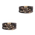 thumbnail image 1 of QualitChoice Bracelet Multi-layers Magnetic Buckle Leather Multi-colored Leopard Print Valentines Day Gifts Bracelets Hand Jewelry Brown 2Set, 1 of 6