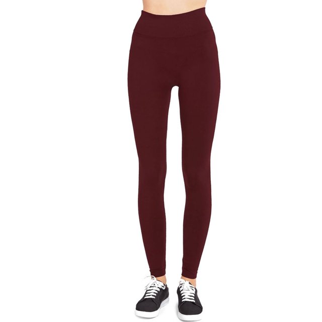 LAVRA Women's Regular Sized Full Length Leggings-Burgundy