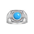 thumbnail image 1 of RYLOS Mens Rings 14K White Gold Designer Round Gemstone &  Sparkling Diamond Ring Turquoise December Birthstone Rings For Men, Men's Rings, Gold Rings Sizes 8 - 13, 1 of 7