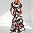 thumbnail image 1 of Ovzne Robes Grande Taille pour Femmes aux Formes Robe pour Femme Mode pour Femmes Manches Longues Col Rond T-Shirt Imprimé Blouse Ample Robe Robe Maxi Grande Taille Manches Courtes Imprimée Liquidation, 1 of 5