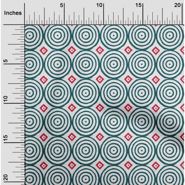 oneOone Cotton Poplin Fabric Diamond & Circle Block Printed Craft Fabric BTY 42 Inch Wide