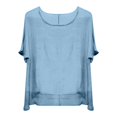 thumbnail image 4 of T-Shirts Femmes Mini T-Shirt d'Été à Manches Courtes Uni Décontracté Ample en Lin - Hontri, 4 of 4