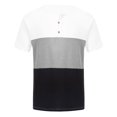 thumbnail image 3 of hopeusnice T-Shirt à Manches Courtes à Blocs de Couleur pour Homme, Col Henley, Coupe Ajustée, Gris, TG, 3 of 6
