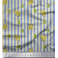 thumbnail image 1 of Soimoi Blue Rayon Fabric Cactus & Stripe Print Sewing Fabric Yard 42 Inch Wide, 1 of 5