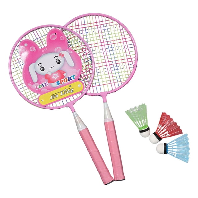 HILABEE Badminton Racket for Children Badminton Shuttlecocks for Kids Adults Outside Pink