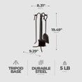 thumbnail image 3 of Panacea 4 Piece Fireplace Tool Set with Brush, Shovel, and Poker, Black, 3 of 8
